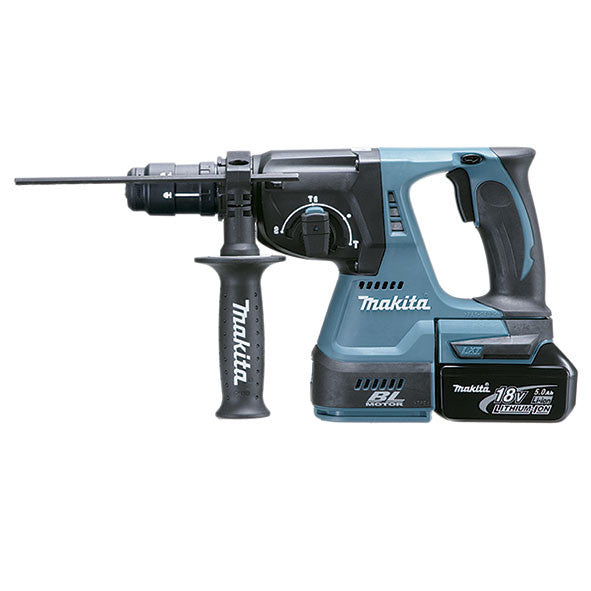 DGA504ZJ-Schleifmaschine + DHR243RTJ 18-V-Lichthammer-Kombi-Kit mit 2 5,0-Ah-Batterien und DLX2125TJ1-Makita-Koffer