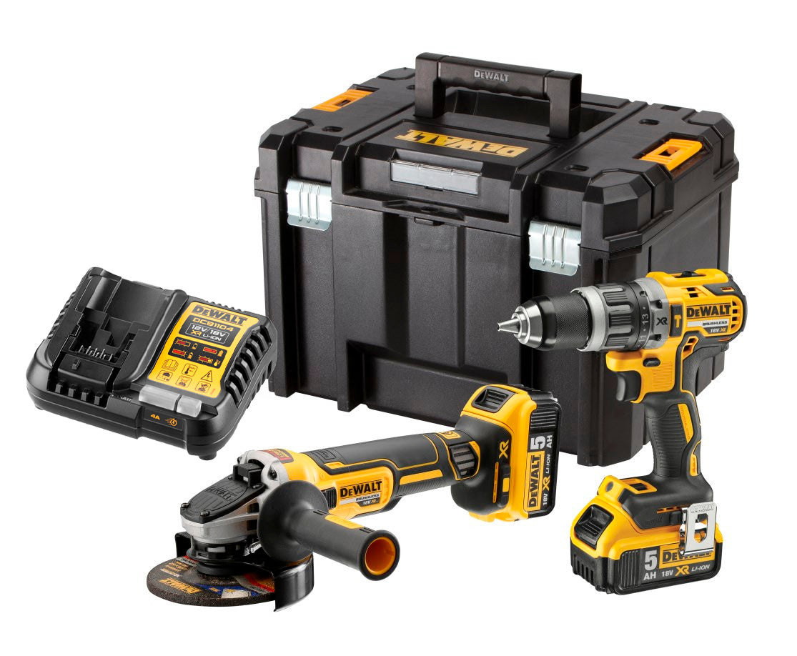 Kit 18V Bohrhammer + Schleifmaschine + 2 Schläger 5,0 Ah + Aktentasche Dewalt DCK2080P2T