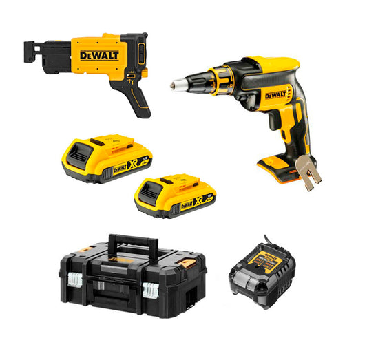 Dewalt 18-V-Gipskartonschraubendreher mit 2 2,0-Ah-Akkus mit Koffer + DCF620D2K-Schnellladegerät