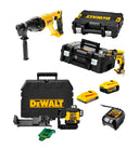 Mega-Gipsplatten-Kombination: DCF620-Schraubendreher + DCH133-Hammer + DCLE34031N-Wasserwaage + 2 18-V-Dewalt-Batterien