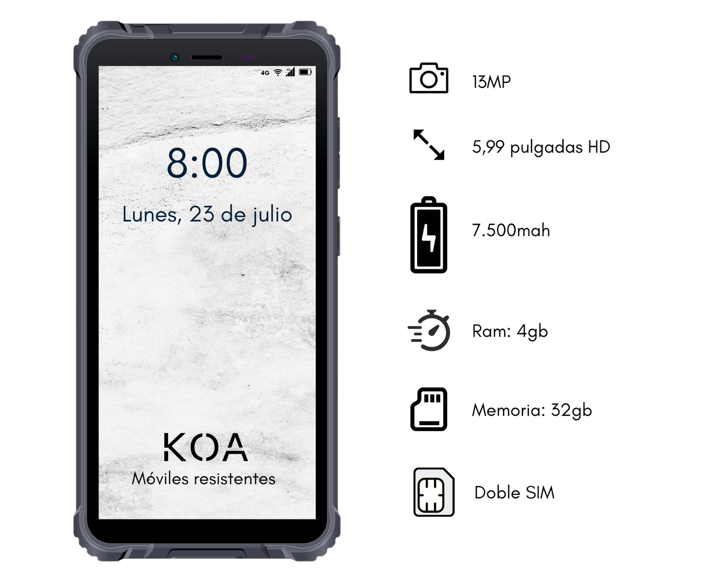 Mobil resistente KOA Rhino 7.500mHa 4GB 13MP - 10