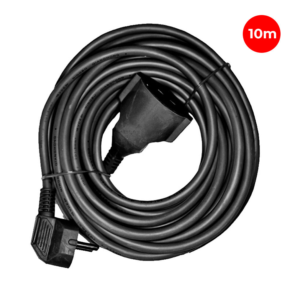 Verlängerungskabel mit 1 Steckdose 2P+E 16 A 250 V~ und 10 m H05VV-F-3G1,5-mm²-Kabel, schwarz, EDM