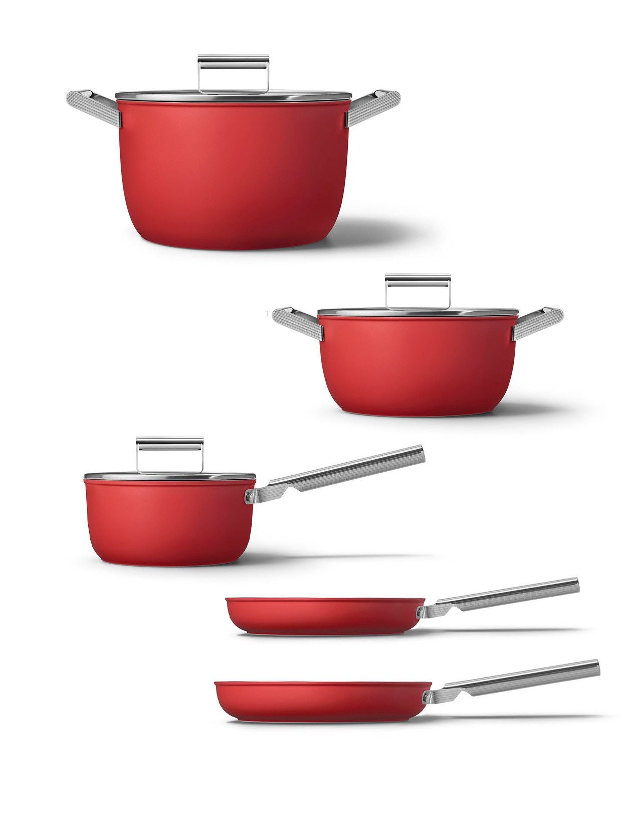Smeg Mattrotes Küchengeschirr-Set, 5-teilig