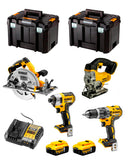 Dewalt Kit 4 Werkzeuge + 2 Bat 5ah + DCB1104 Ladegerät + 2xTstak VI Kit DCK470P2