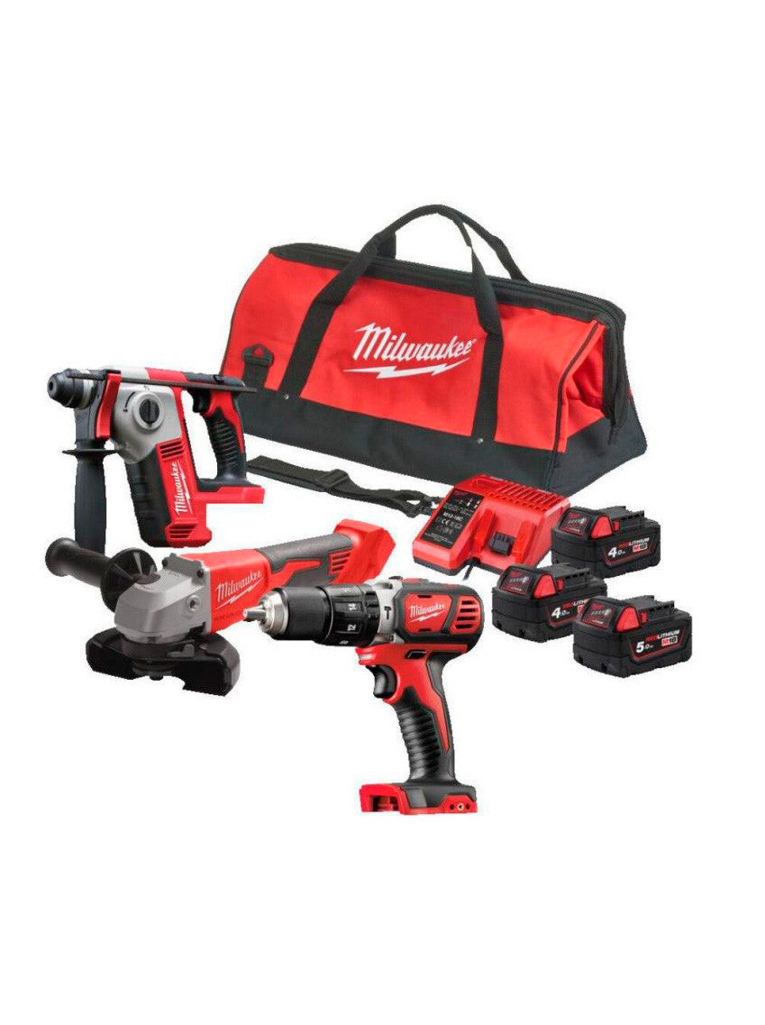 Plumbing Kit 3 Werkzeuge + 2bat 4Ah + bat 5Ah + Ladegerät M12-128 C + Tasche Milwaukee M18 BPP3D-543B