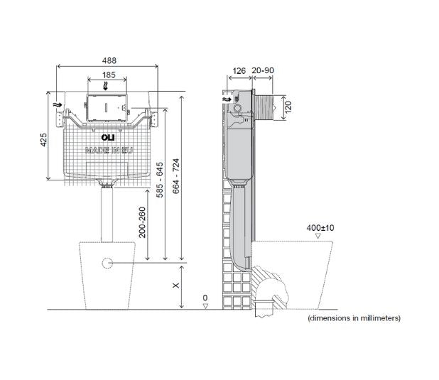 Cisterna empotrada de doble carga OLI120 PLUS Mecánico Direct
