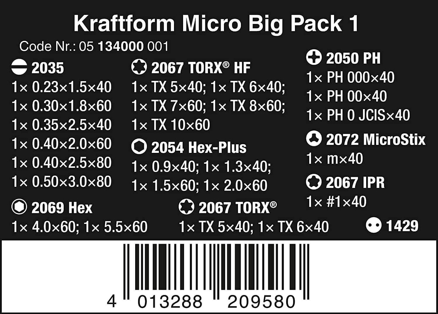 Juego de destornilladores para usos electrónicos 25 piezas Wera Kraftform Micro Big Pack 1