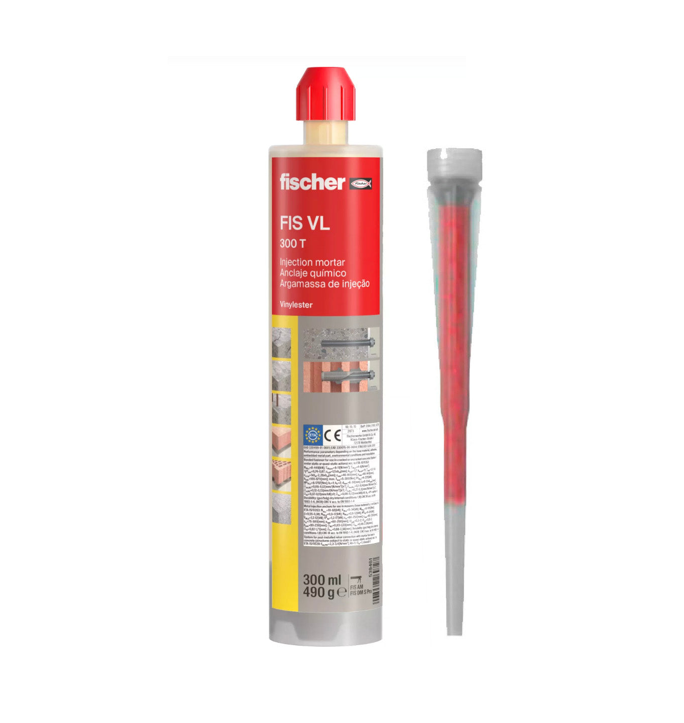Packung 20 Kartuschen Chemikalienblock 300ml FIS VL 300 T + 40 Düsen + Schachtel Fischer 574270