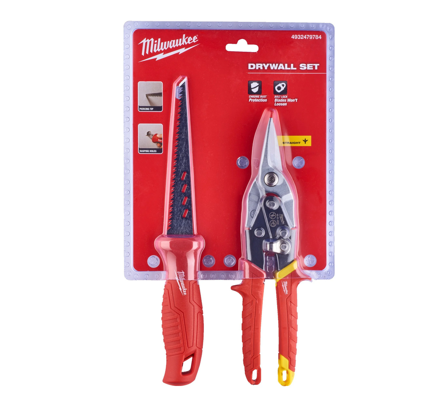 Kit para placa de yeso con tijera cortachapas y serrucho Milwaukee