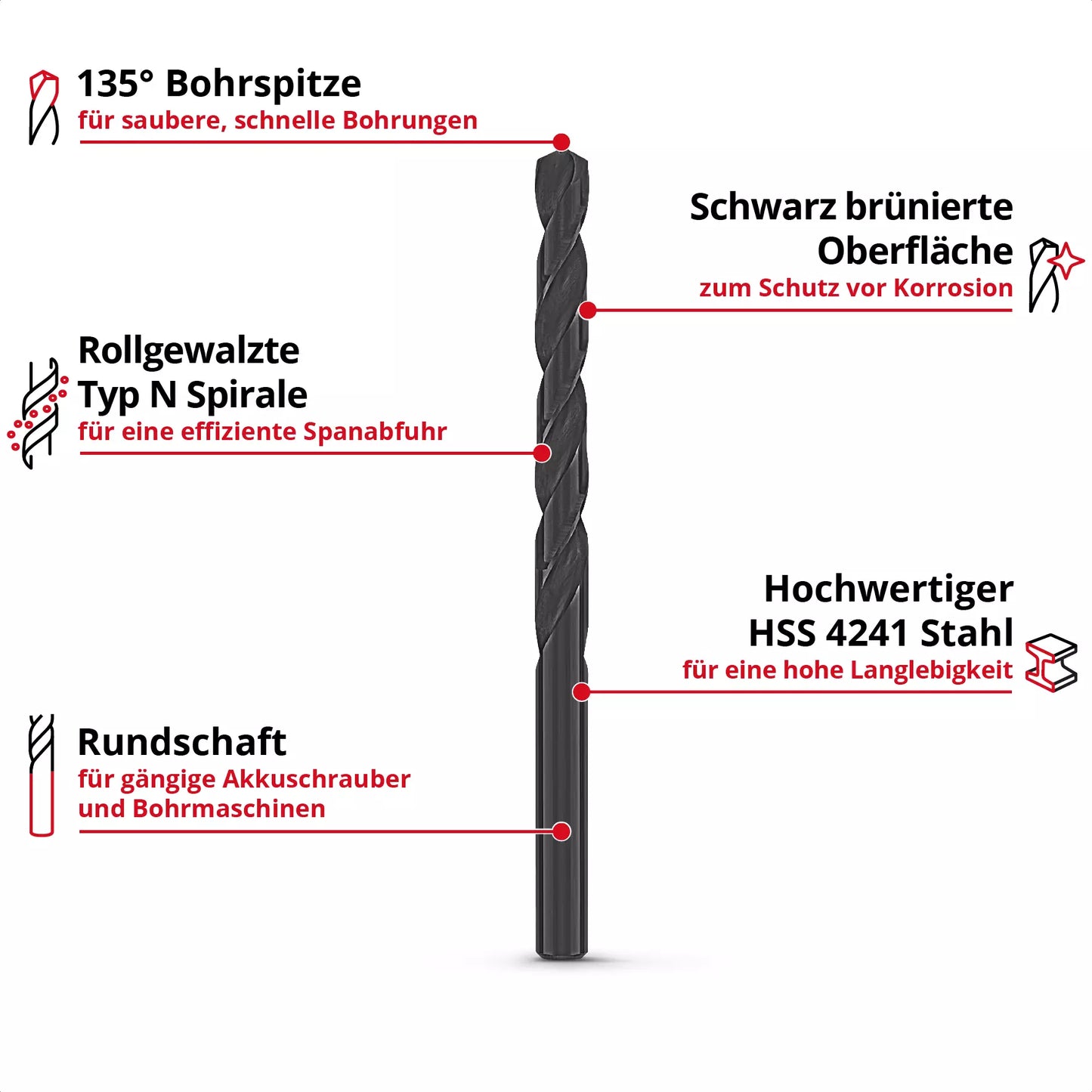 6er-Satz Einhell HSS-R LS Bohrer 49423006