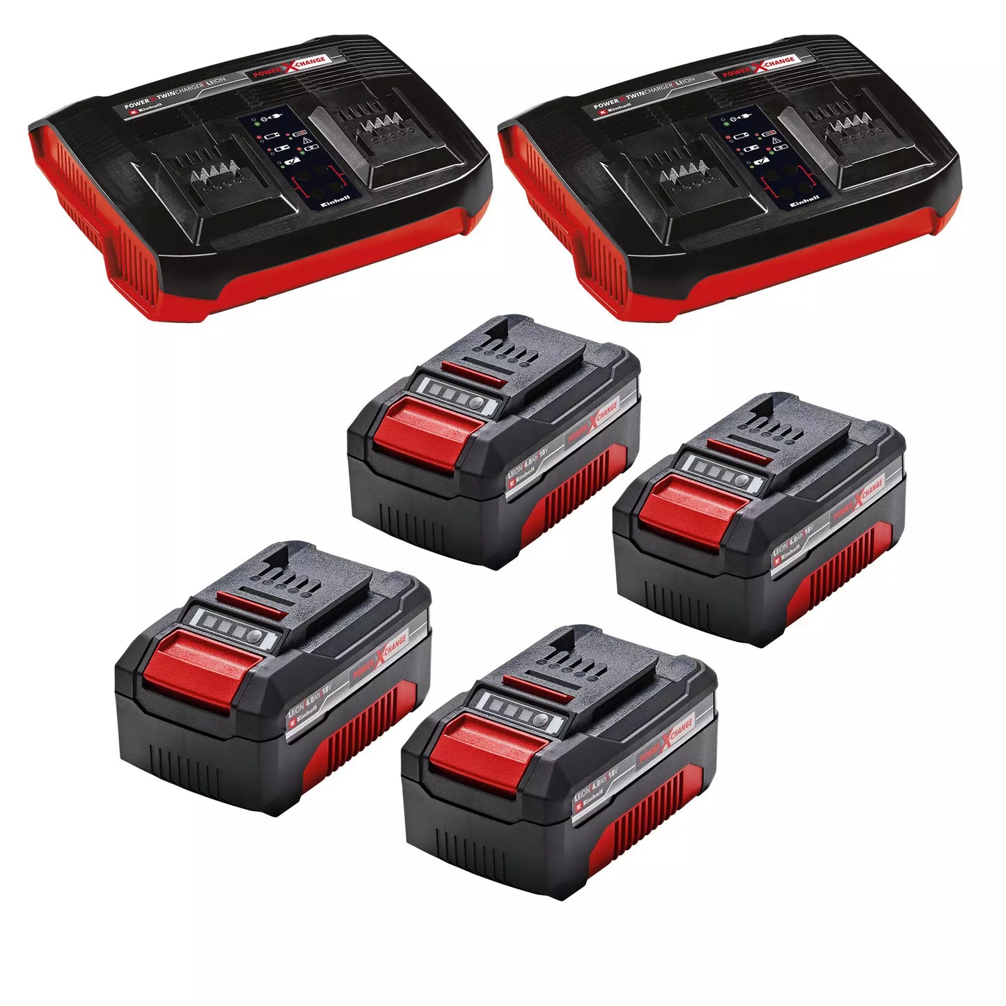 Cortacésped a batería con 4bat 4,0Ah + 2 cargadores dobles GP-CM 36/47 S Li BL Einhell