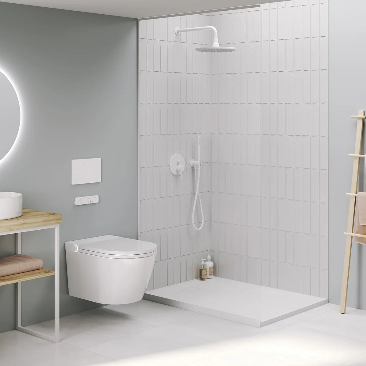 Japanische Toilette mit intelligenter Reinigung Mizubath Rada Wall-Hung Toilet White