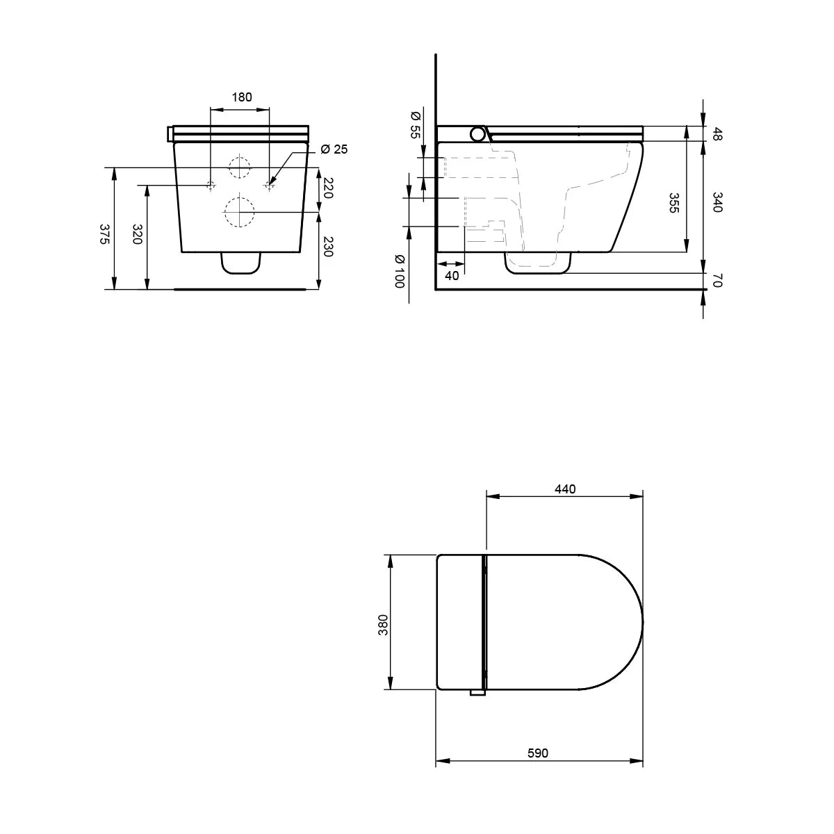 Japanische Toilette mit intelligenter Reinigung Mizubath Rada Wall-Hung Toilet White