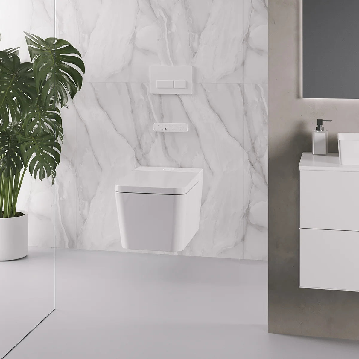Inodoro Japonés con Smart Cleaning Mizubath Isla Suspendido Blanco