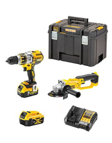 Dewalt DCK256P2T Set – Bohrhammer DCD996 + Schleifmaschine DCG412 + 2 5,0-Ah-Akkus + Ladegerät + Aktentasche