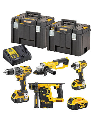 Dewalt DCK484P3T Set – DCH253 + DCD796 + DCF887 + DCG412 + 3 Akkus 5,0 Ah + Ladegerät + 2 Aktentaschen