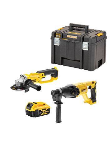 Dewalt DCK2027P2T 18V XR Set – DCH133 Elektropneumatischer Hammer + DCG412 Schleifer + Aktentasche + 2 LI-ION 5,0 Ah Batterien