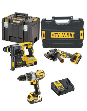 Power Kit Dewalt Hammer + Bohrer + Akku-Schleifmaschine DCK393P3T