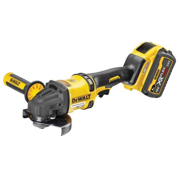 XR FLEXVOLT 54 V/18 V 125 mm bürstenloser Mini-Schleifer mit 2 6-Ah-Batterien und Dewalt DCG418T2-Gehäuse