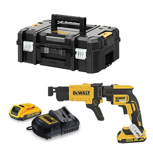 Dewalt 18-V-Gipskartonschraubendreher mit 2 2,0-Ah-Akkus mit Koffer + DCF620D2K-Schnellladegerät