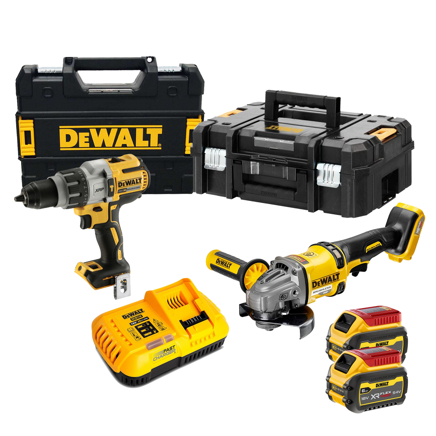 DCD996 Hammerbohrer-Set + Flexvolt 54V DCK2055T2T Schleifmaschine Dewalt