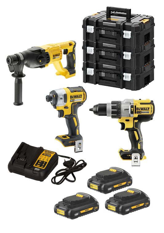 Set DCK369M3T Bohrer + Hammer + Schraubendreher + 3 Schläger 3 Ah + 3 Dewalt Aktenkoffer