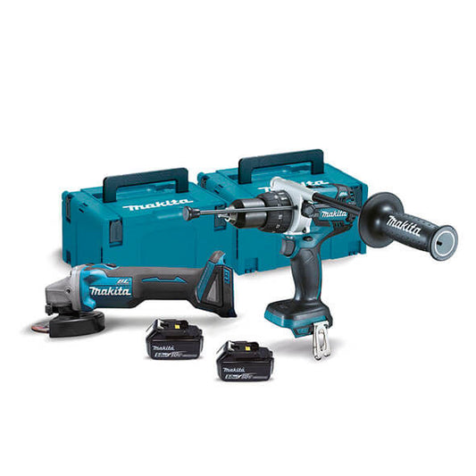 Kombinierter 18-V-Minischleifer DGA504ZJ + Bohrhammer DHP481RTJ Makita DLX2130TJ2