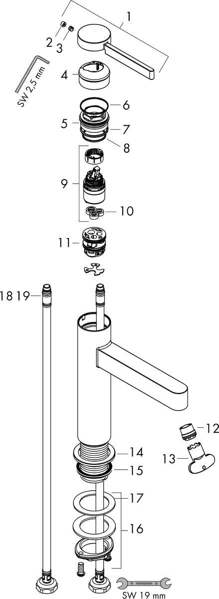 Finoris Grifo Monomando de Lavabo 100 Con Vaciador Hansgrohe HANSGROHE - 6