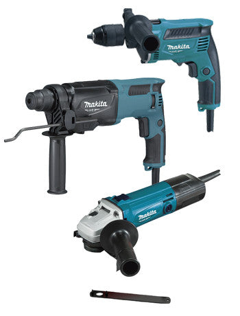 Makita MT Power Tools Set: Leichter Hammer 800W + Hammerbohrer 430W + Schleifer 570W PRK00184