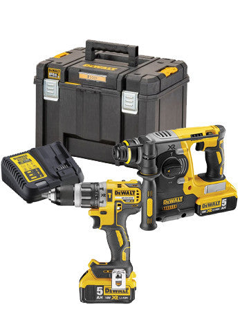 Dewalt DCK207P2TB Werkzeugsatz – Bohrer + Hammer + 2 Schläger. + Aktentasche