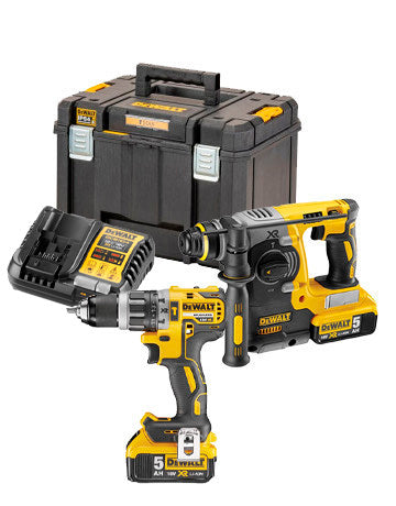 Dewalt DCK207P2TB Werkzeugsatz – Bohrer + Hammer + 2 Schläger. + Aktentasche