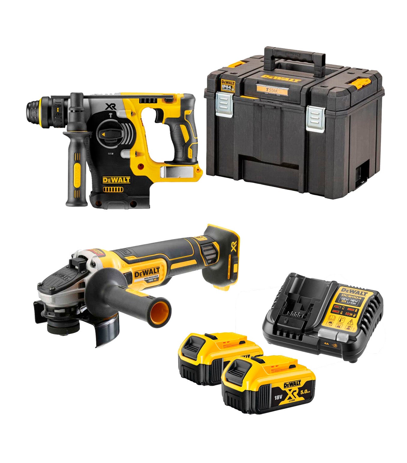 Kit 3 Werkzeuge XR 18V ​​​​+ 2bat 5Ah + Ladegerät + TSTAK Dewalt DCK355P2T Box