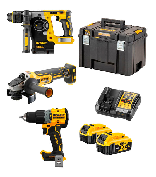 Kit 3 Werkzeuge XR 18V ​​​​+ 2bat 5Ah + Ladegerät + TSTAK Dewalt DCK355P2T Box