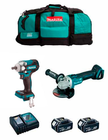 Kit Makita Schlagschrauber DTW300 + Mini-Schleifer DGA504 + 2bat 5Ah + Ladegerät + Tasche LXT600 DLX2285BL2