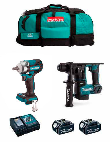 Makita Kit Schlagschrauber DTW300 + Hammer DHR171 + 2bat 5Ah + Ladegerät + Tasche LTX600 DLX2281BL2