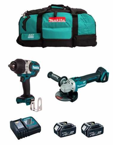 Kit Makita Schlagschrauber DTW700 + Mini-Schleifmaschine DGA504 + 2bat 5Ah + Ladegerät + Tasche LTX600 DLX2700BL2