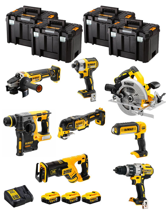 Dewalt Kit 8 Werkzeuge + 3 Bat 5ah + DCB115 Ladegerät + 4xTstak VI DCK869P3