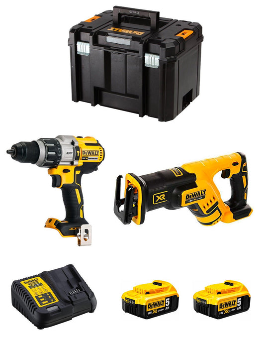 Dewalt Kit DCD996 Bohrhammer + DCS367 Säbelsäge + 2bat 5Ah + Ladegerät + TSTAK VI DCK267P2