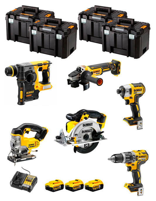 Dewalt Kit 6 Werkzeuge + 3 Bat 5ah + DCB115 Ladegerät + 4xTstak VI Kit DCK691P3