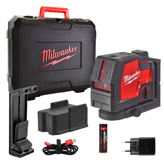 REDLITHIUM USB Milwaukee L4CLLP-301C 2-Linien-Laserwasserwaage grün und Lot 2-Linien-Laserwasserwaage grün