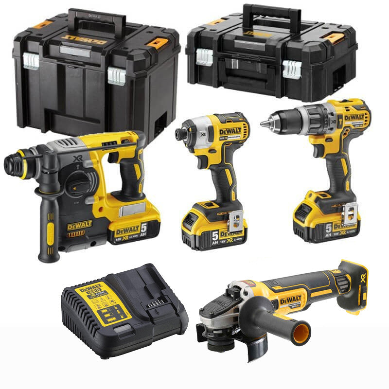 Power Kit Dewalt Hammer + Bohrer + Schleifer + Akku-Schlagschrauber DCK422P3T