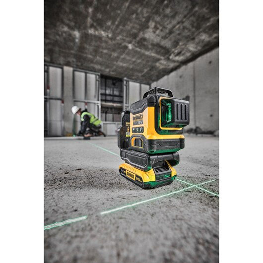 Nivel láser autonivelante Verde de 3 líneas 360° con batería 18V Li-Ion 2Ah Dewalt DCLE34031D1