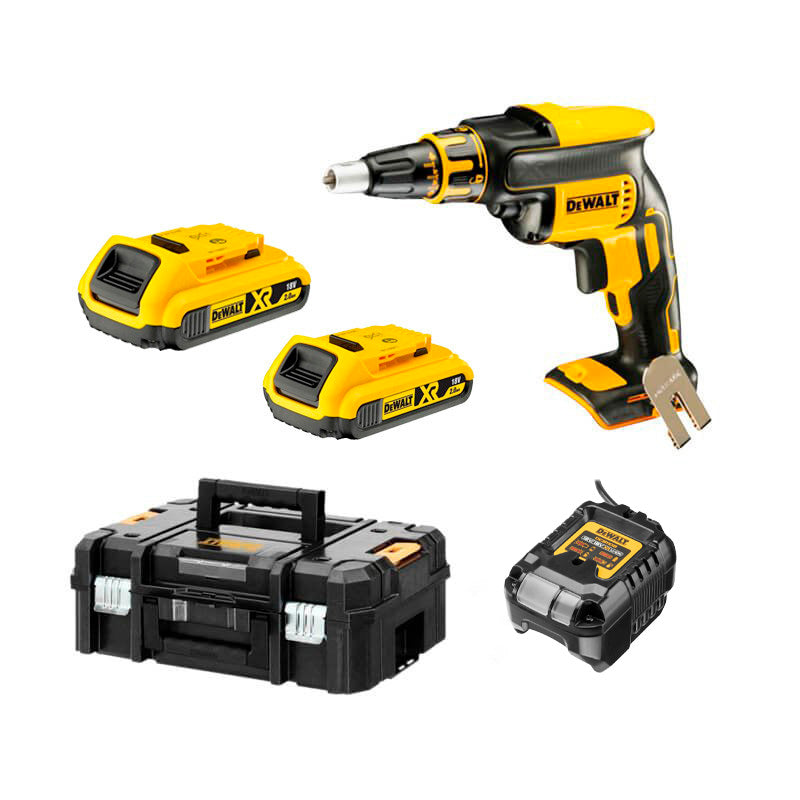 Dewalt 18-V-Gipskartonschraubendreher mit 2 2,0-Ah-Akkus mit Koffer + DCF620D2K-Schnellladegerät