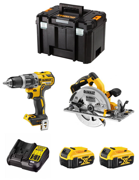 Dewalt Kit DCD996 Bohrhammer + DCS572 Kreissäge + 2bat 5Ah + Ladegerät + TSTAK VI DCK296P2