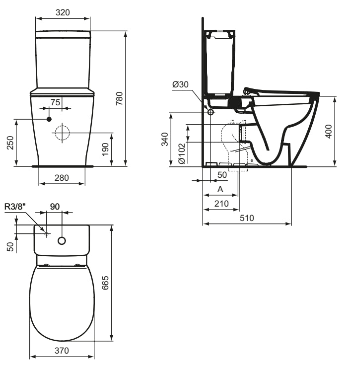 Pack inodoro a Pared Tanque Bajo Connect AquaBlade Ideal Standard E234601 IDEAL STANDARD - 8