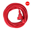 Verlängerungskabel mit 1 Steckdose 2P+E 16 A 250 V~ und 15 m H05VV-F-3G1,5-mm²-Kabel, Rot, EDM
