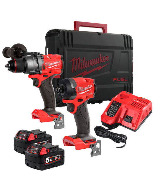 Powerpack M18 Bohrer + Schraubendreher + 2bat + Ladegerät Milwaukee mit M18 Koffer FPP2A2-502X