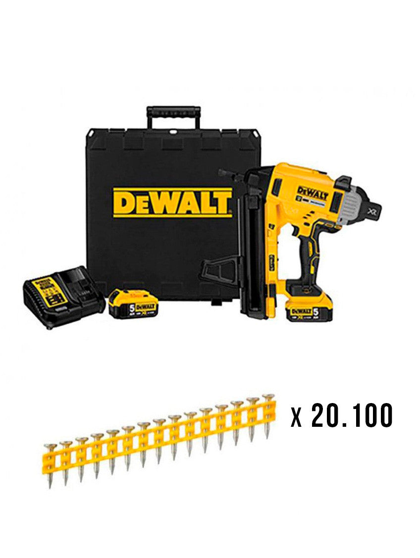 Dewalt 18V DCN890P2 batteriebetriebener Beton- und Stahlnagler-Kombi + 20.100 20-mm-Nägel