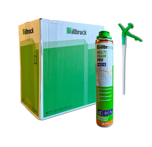 Schachtel mit 12 Einheiten Illbruck 2-in-1-Behälter aus Polyurethanschaum 750 ml FM310