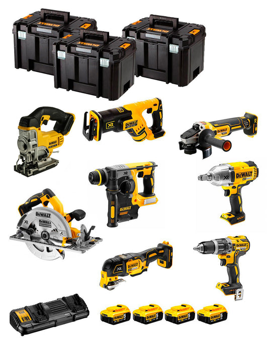 Dewalt Kit 8 Werkzeuge + 4bat 5Ah + DCB132 Ladegerät + 3xTSTAK DCK867P4